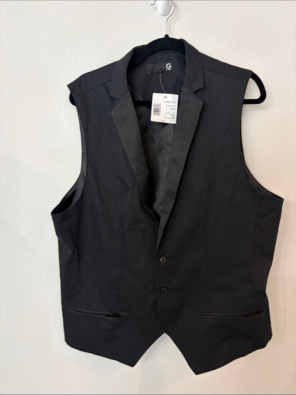 G by Guess Sameer Black Men's Notch Lapel Vest NWT size XXL